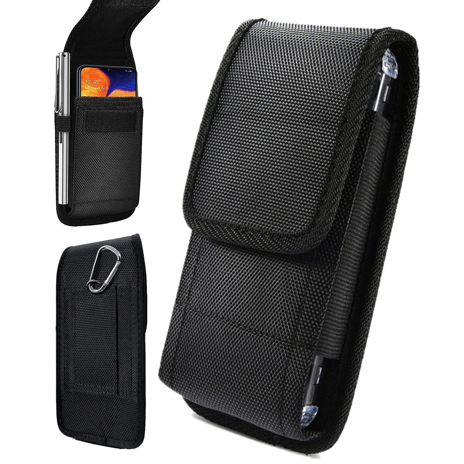 Cell Phone Pouch Nylon Belt Holster Case Compatible with iPhone 15 14 13 12 11 Pro Max Plus Samsung Google Motor Xiaomi One Plus