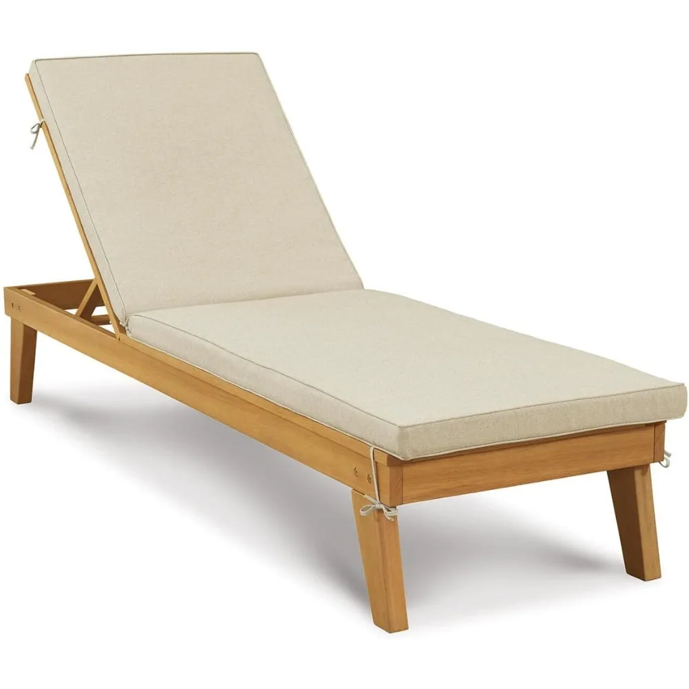 Outdoor Byron Bay Eucalyptus Patio Chaise Lounge, Light Brown