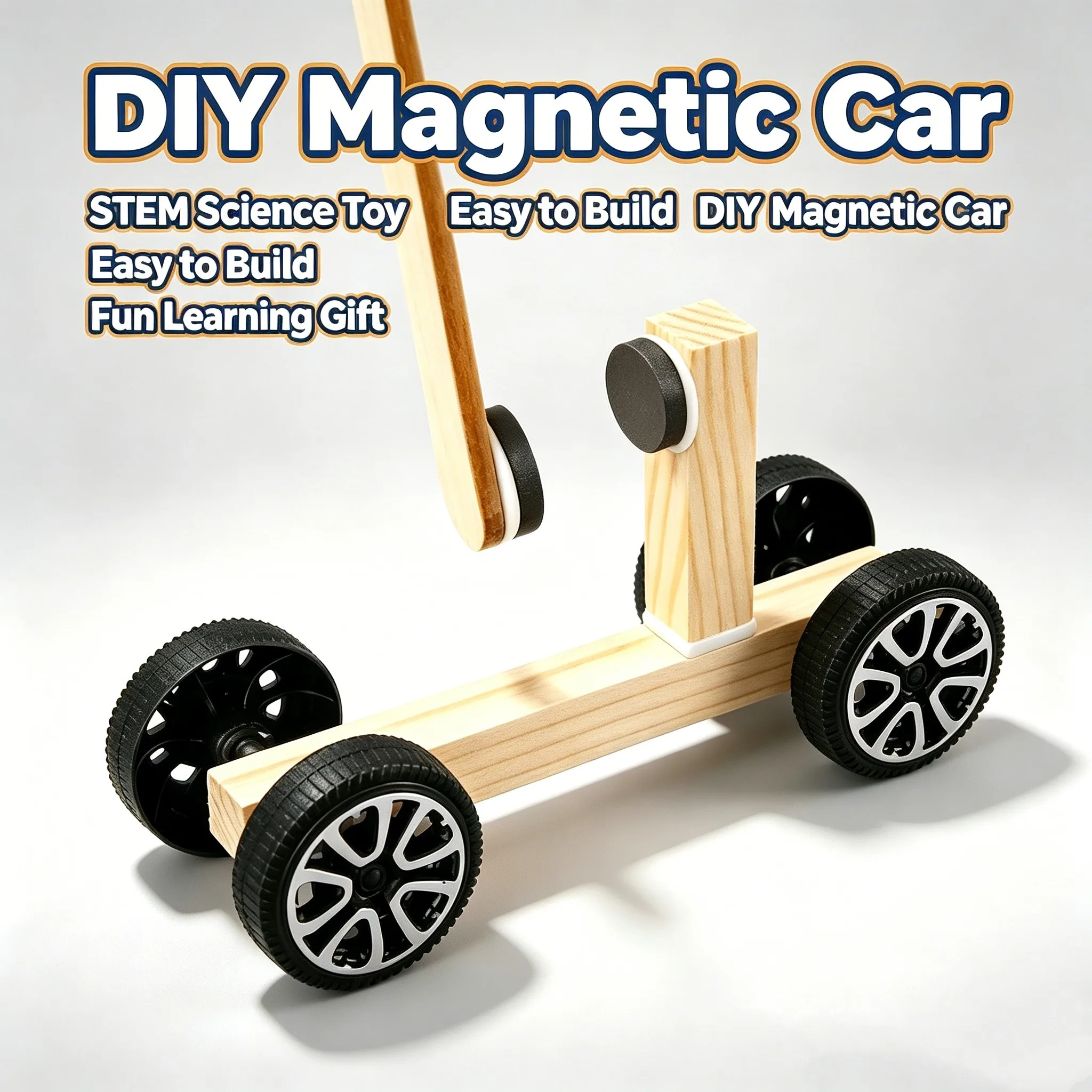 Magnetic Force Car DIY Handcraft Puzzle Assembly Model Physics Fidget Gadget Desktop Scientific Holiday Party Gift Adults