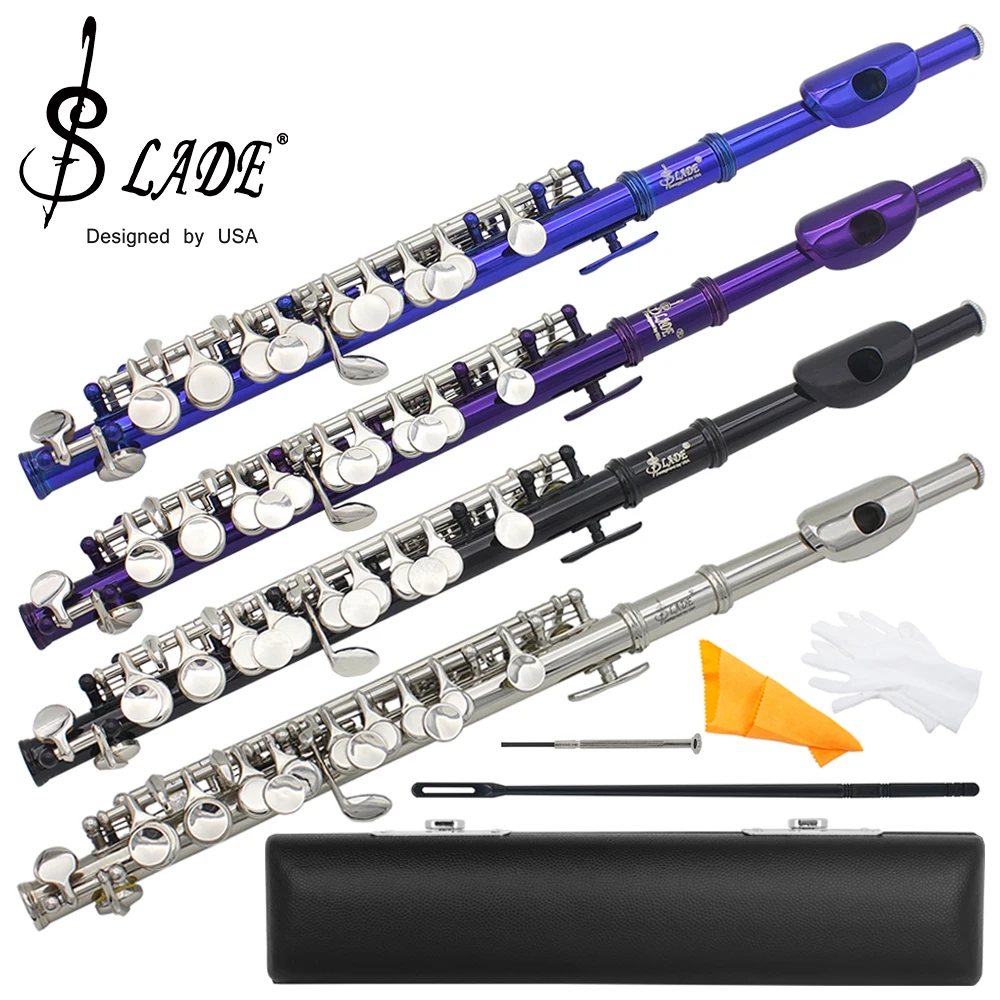 SLADE 16 agujeros C llave Piccolo cuerpo de cuproníquel flauta de tamaño medio Piccolo instrumento de viento de madera con estuche juego de limpieza Accesorios