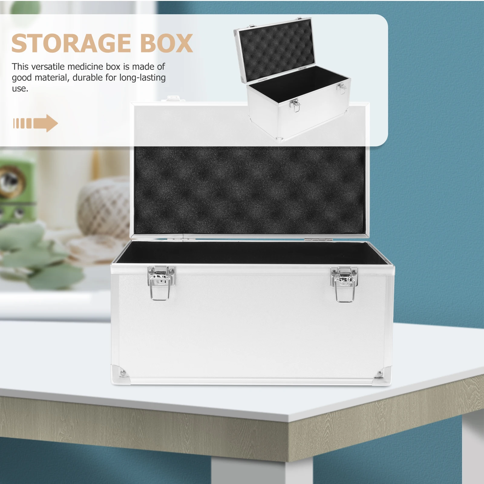 

Multifunctional Aluminum Toolbox White Rectangular Case 29x16x15cm Large Capacity Medicine Storage First Aid Container Tools