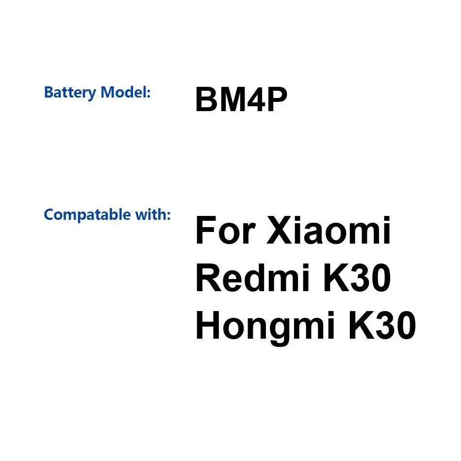 

For Xiaomi Redmi K30 BM4P 4500Mah Premium Replacement Mobile Phone Battery Lightweight