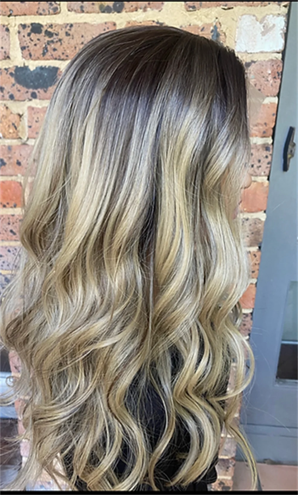 Dark Blonde Highlights Lace Front Wig Ash Roots Melted Soft Wave HD Lace Wig Beautiful Heat Friendly Fibres Glueless Realistic