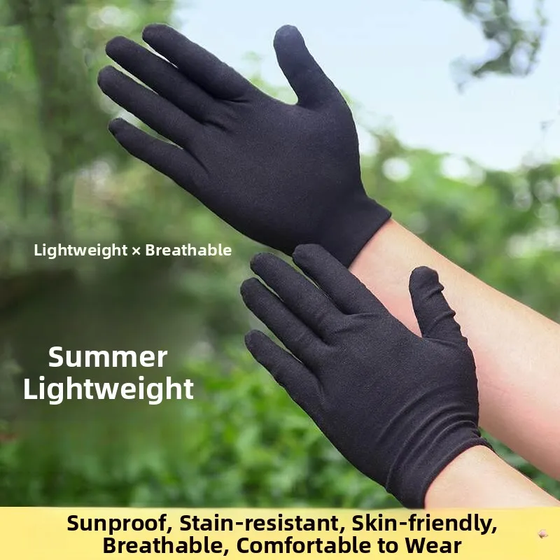 Disposable Thin Cotton Gloves for Women Outdoor Sun Protection Breathable Sweat Absorbent Work Gloves Black Gloves for Men An...