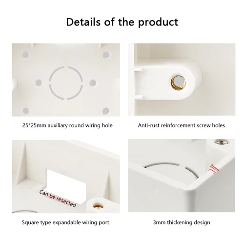 Imagen 2 del producto Interruptor de enchufe montado en superficie, caja inferior General, Material grueso, caja de conexiones General de dos bits, estándar de EE. UU., México, 118