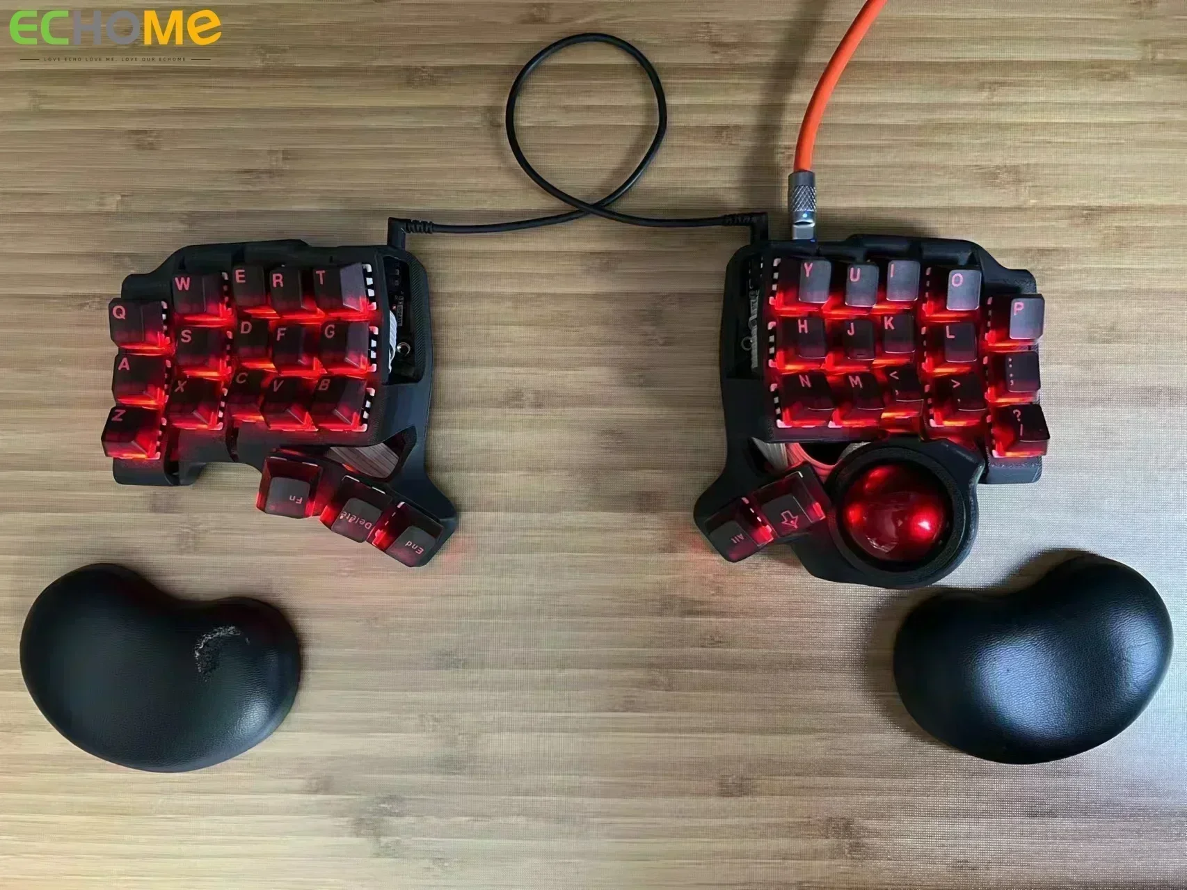 Charybdis Kit Keyboard Mini terpisah, Kustom kabel satu mode RGB Legbog sumbu/34MM bola jejak untuk PWM3360 VIA Keyboard mekanis