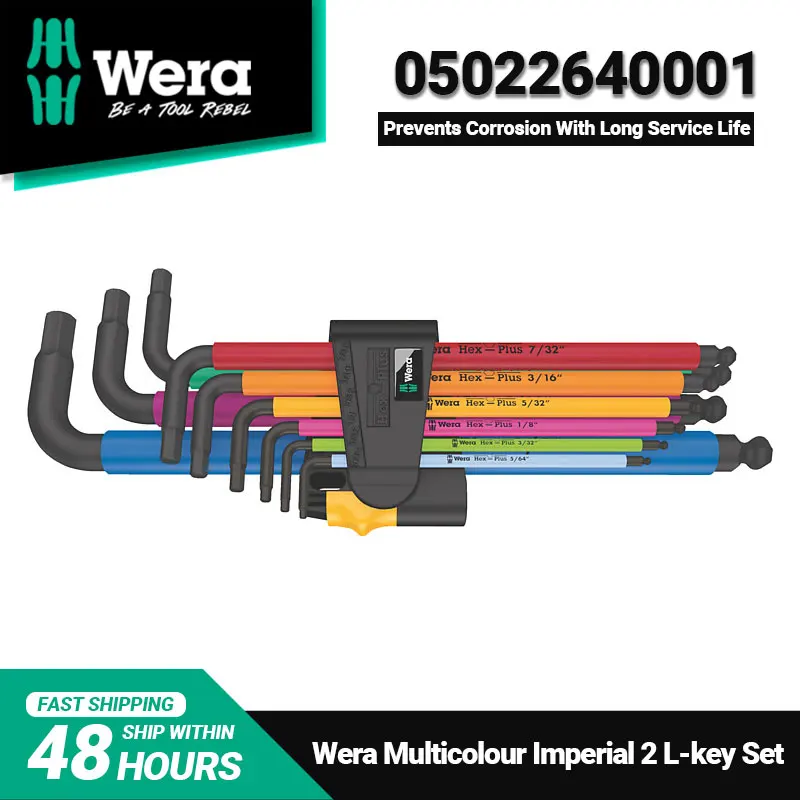 

WERA 05022640001 950/9 Hex-Plus Multicolour Imperial 2 L-Key Set for Hexagonal Socket Screws BlackLaser 9 Pieces High Quality