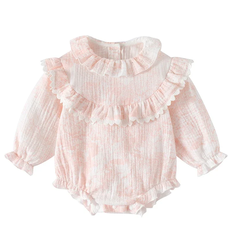 2025 New Autumn Newborn Baby Girls Bodysuits Long Sleeved Cotton Print Infant Baby Girls Jumpsuit 0-24M Children Clothes 3