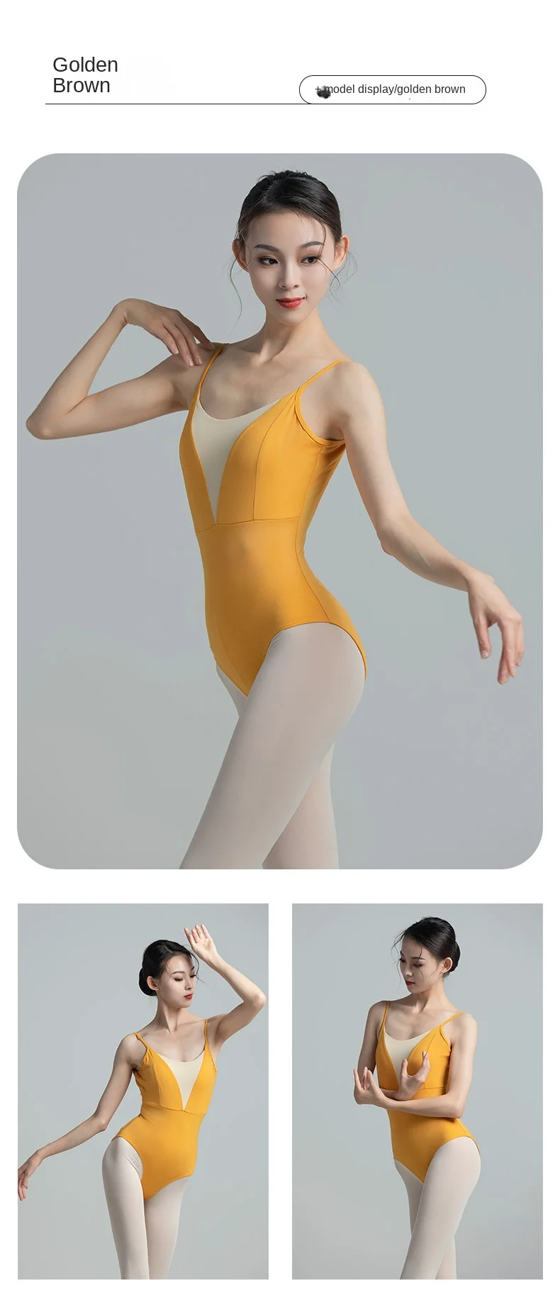 Elegantes, stilvolles Ballett-Gymnastik-Trikot mit hohem Rückenausschnitt, U-förmigem Rücken, Netzstoff-Fischschwanz-Einsatz und Kragen für Schwanentanz-Training – Detail 15
