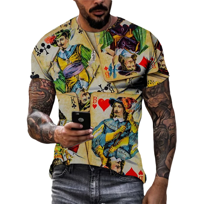 Summer New Cool Personality Poker graphic t shirts Men Casual Fashion Originality Card Pattern Tees 3D Printed Short Sleeve Tops