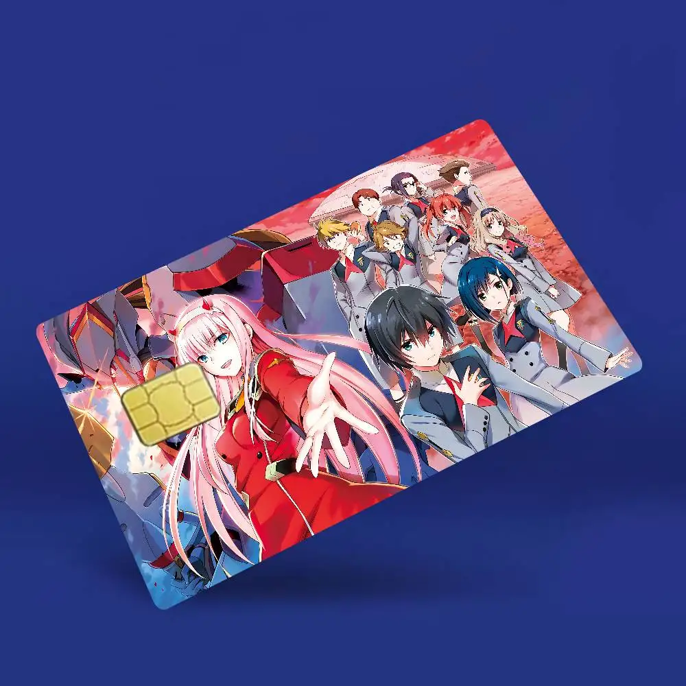 غطاء جلدي لفيلم ملصق الرسوم المتحركة Darling In The Franxx لبطاقة الائتمان وبطاقة الخصم البنك الأمامية