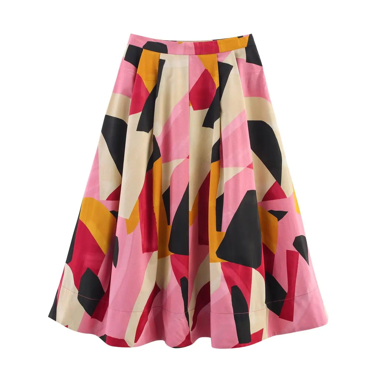 2025 nuova estate abbigliamento donna moda temperamento semplice versatile stampato drappeggiato gonna midi a vita alta