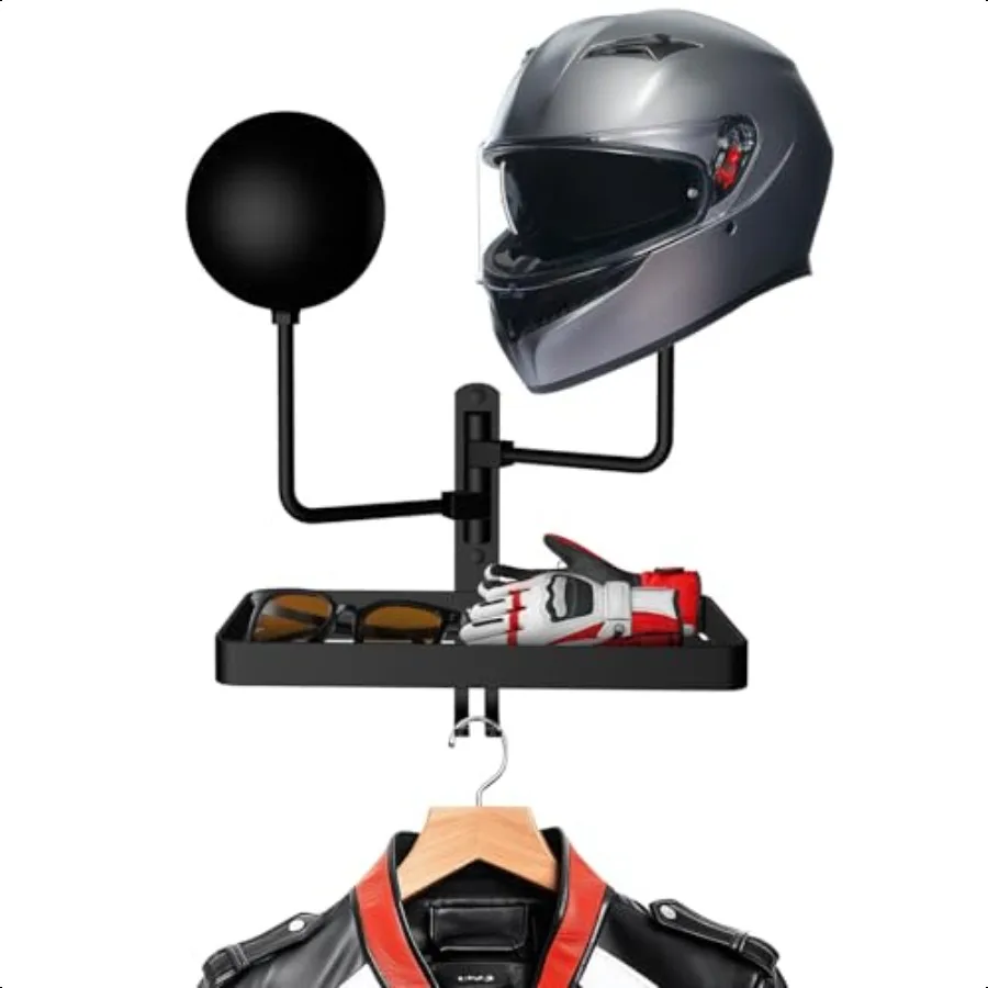 

Motorcycle Helmet Rack Metal Holder Wall Mounted Helmet Rack with 2 Hooks Hanger for Motorcycle Bike Coats Caps Baseballs and R