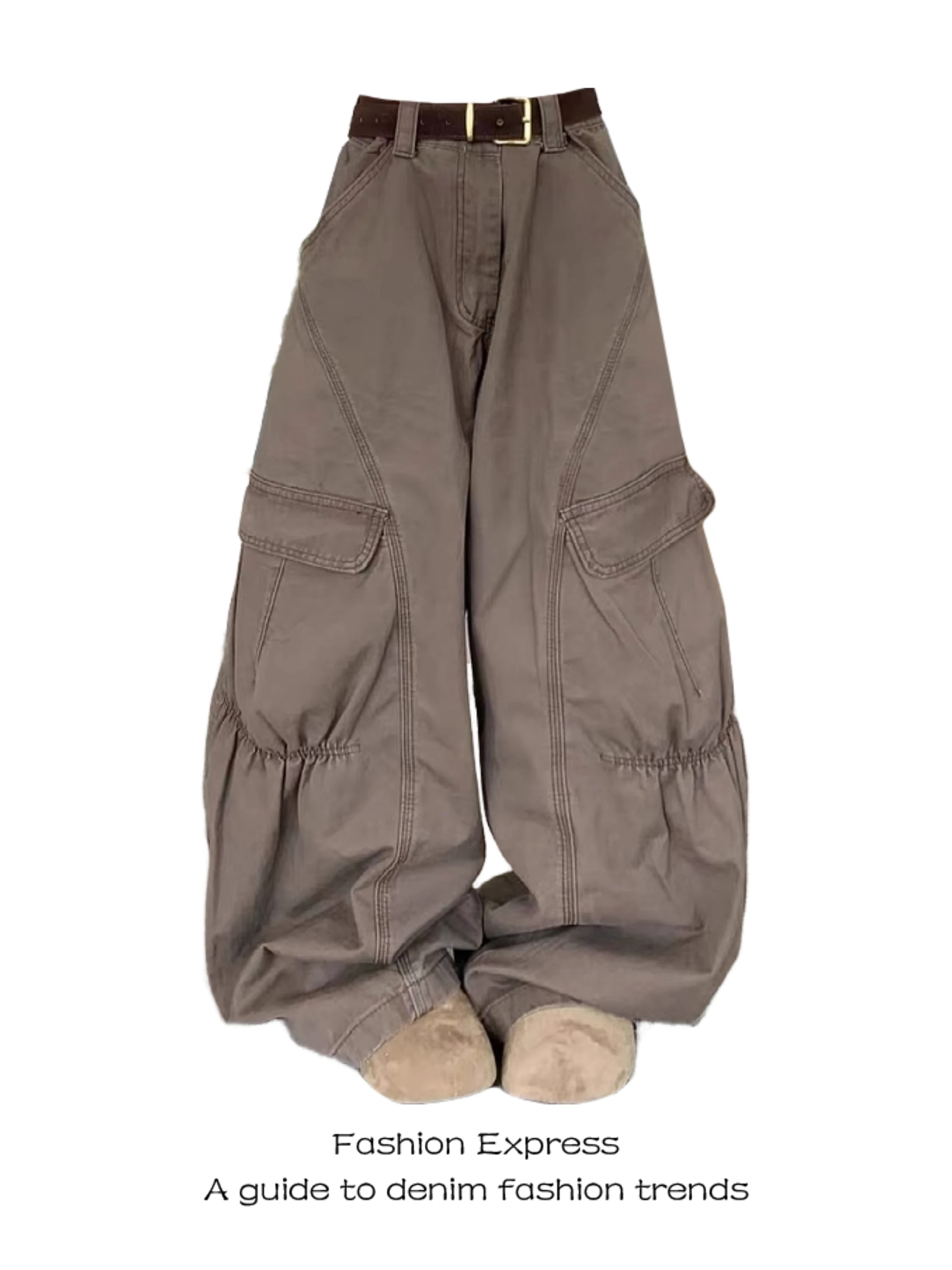 

Женские джинсовые брюки карго свободного кроя в винтажном американском стиле с высокой талией и широкими штанинами для уличной моды