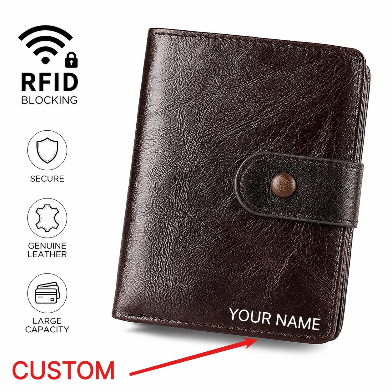 

RFID Blocking Genuine Leather Wallet for Men Vintage Oil Wax Cowhide Multi Card Slots Zipper Coin Pocket Short Bifold Purse