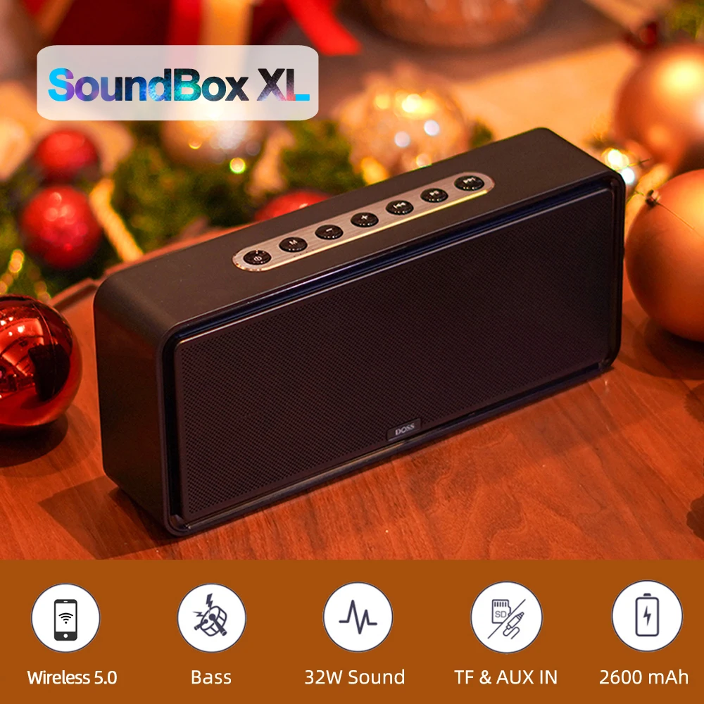 DOSS Home Wireless Bluetooth 5.0 Speaker Powerful 32W Stereo Bass Subwoofer Sound Box 10H Playtime TWS Pairing Portable Speakers