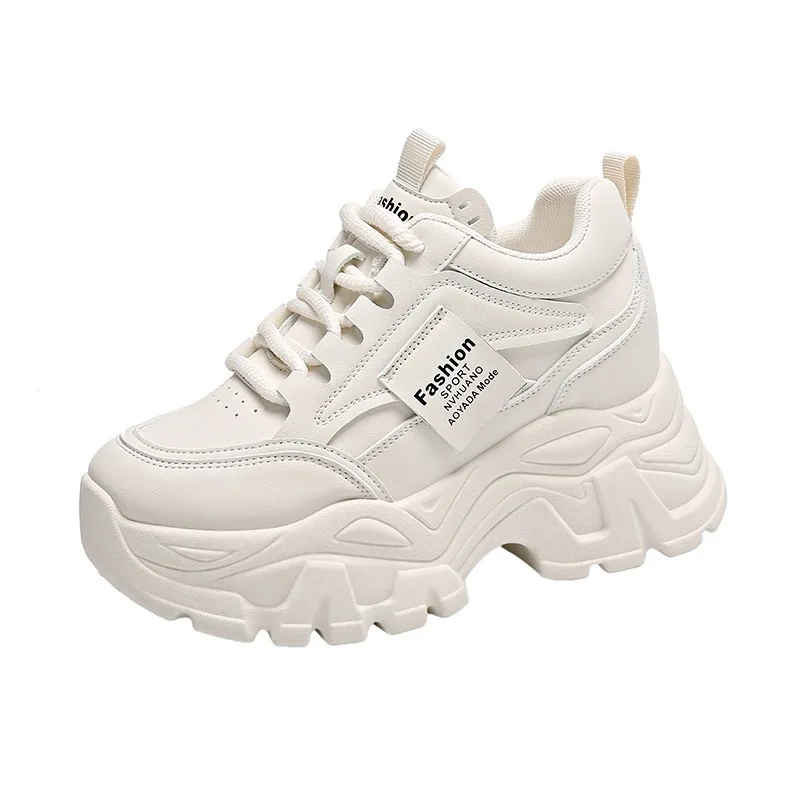 2025 Womens Dad Shoes Korean Thick Bottom High Top Casual Sneakers Fashion Women Increasing 7cm Sneakers Chunky Vulcanized Shoes image 6