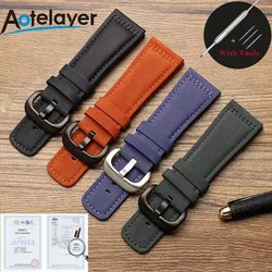 Universal Matte Strap Loops For SevenFriday 28mm  Leather Band With Stitches Calfskin Waterproof Wrist Watchband + Tools