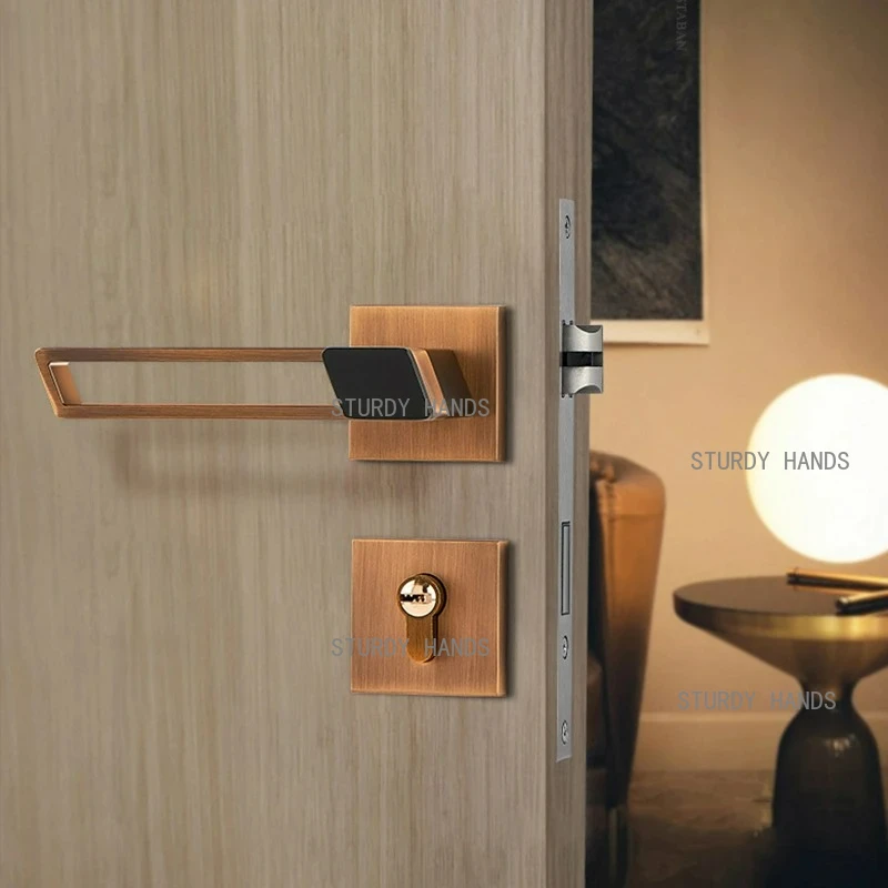 Zinc Alloy Door Handles Pair Lock Thickened Panel Handle Door Hardware Living Room Door Locker Household Hardware Bedroom Pulls