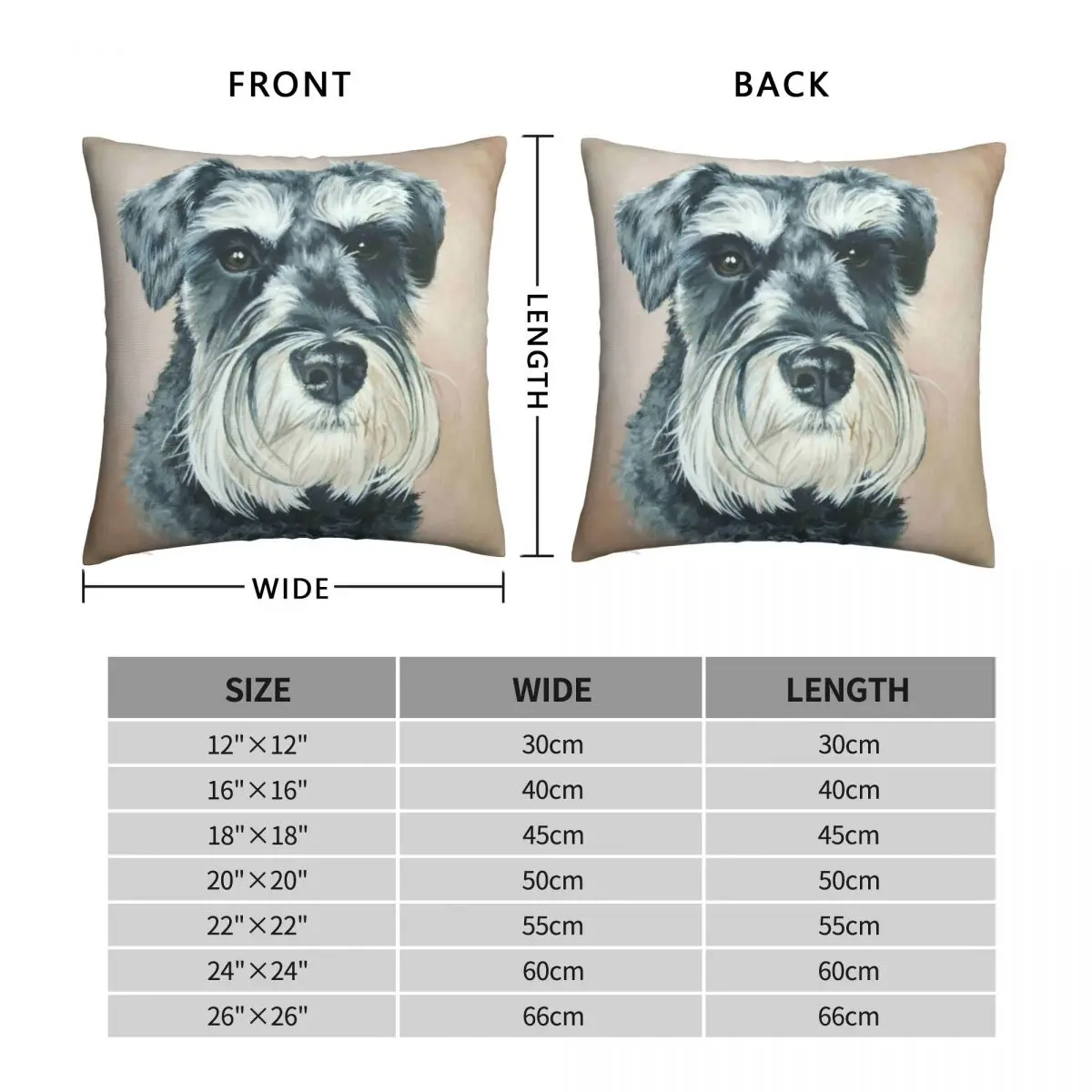 Miniature Schnauzer Pillowcase Polyester Linen Velvet Printed Zip Decorative Throw Pillow Case Bed Cushion Cover Wholesale