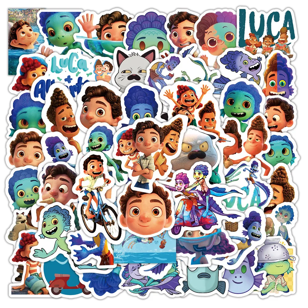 10/30/50pcs Disney Anime Movies Luca Pixar Stickers Cartoon Graffiti Sticker DIY Phone Diary Waterproof Decals for Kids Toy Gift