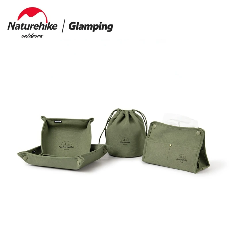 Naturehike New Canvas Outdoor Picnic Tableware Tissue Storage Box Sundries Storage Bag Canvas Tray