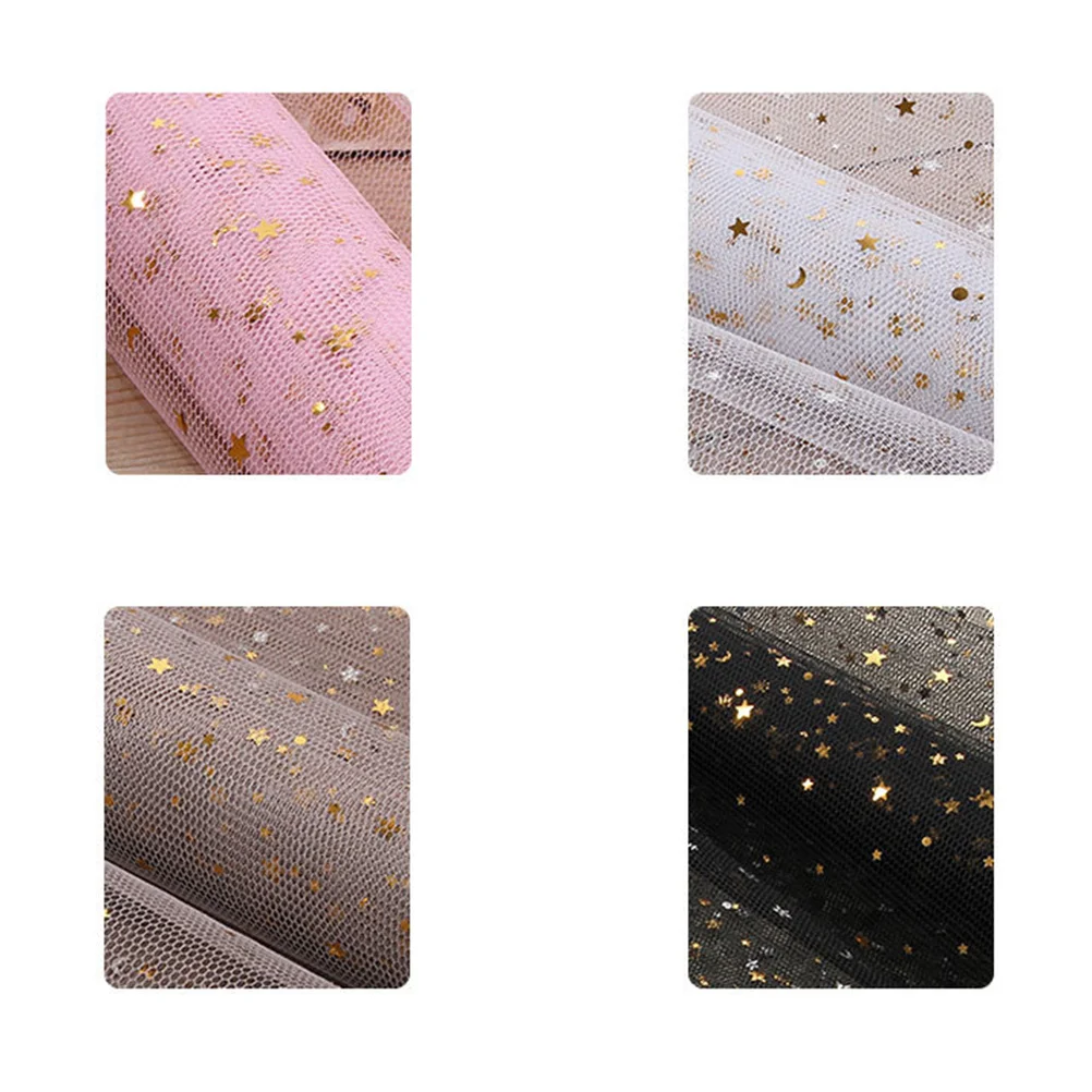 50 سنتيمتر X 5 ياردة الترتر نجوم الشاش شبكة هدية التفاف زهرة التعبئة والتغليف Diy بها بنفسك ورقة كرافت ديكور حفل زفاف عيد ميلاد الوردي