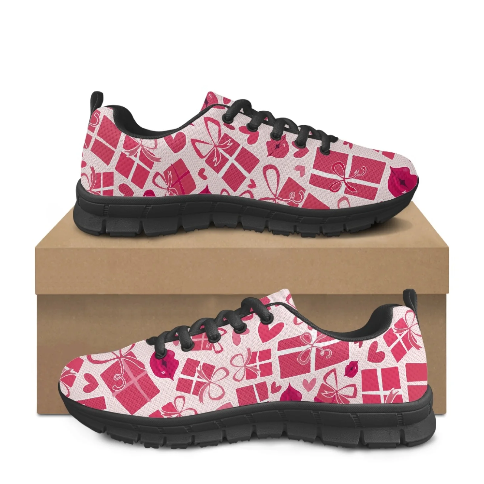 Coloranimal Love Gift Lips Women Cushioned Jogging Shoes for Long Standing Hospital Floor Non-Slip Sole Womens Sneakers