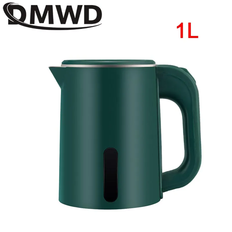 DMWD 1.0L Mini Electric Kettle Small Capacity 304 Stainless Steel Teapot Hotel Dormitory Kettle Portable Travel Boil Water Pot