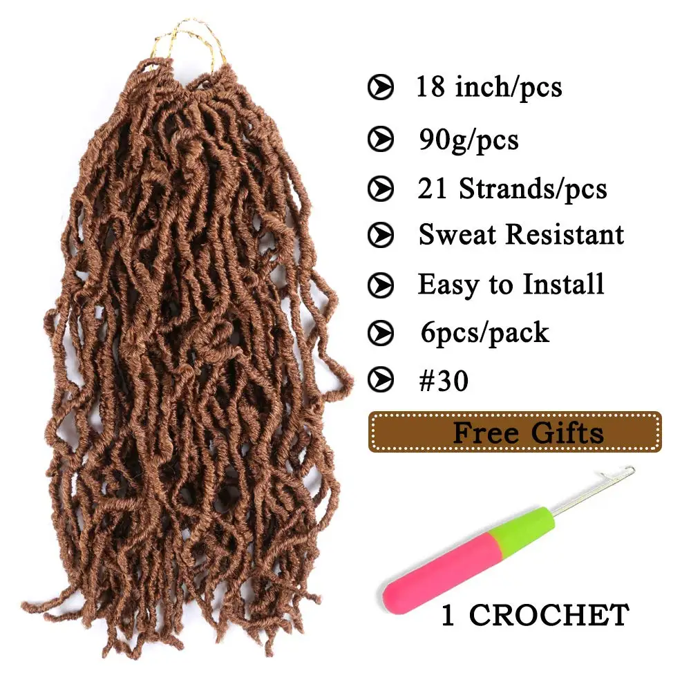 Goddess Faux Locs Crochet Hair Soft Curly Dreadlocks Hair Extensions Synthetic Braiding Hair Ombre Crochet Locs Wholesale Braids