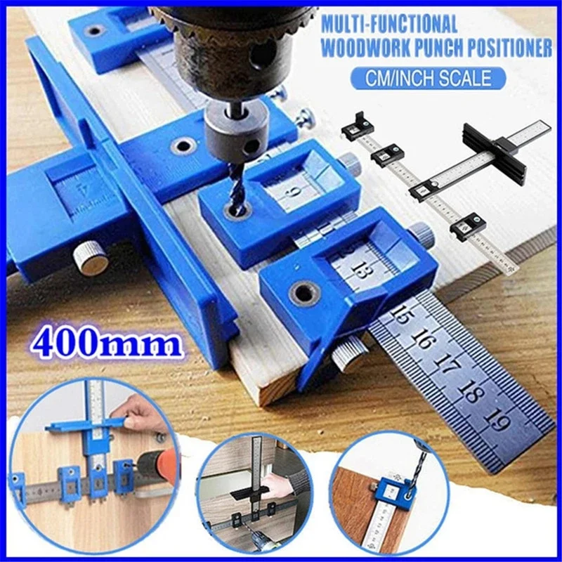 Hole Punch Jig Tool Drill Guide Sleeve para Gabinete Hardware, perfuração para madeira, furos perfeitos com o novo localizador de soco