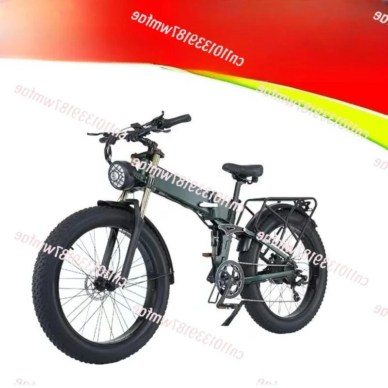 Foldable Electric Bike, Lithium Battery Powered Snow Beach Mountain E-Bike, Off Road All Terrain Bicycle with Brake System