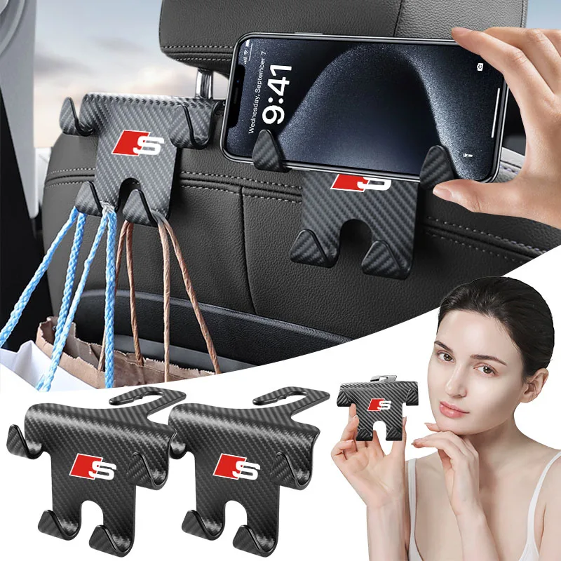  1/2 قطعة سيارة مسند الرأس بالمقعد هوك السيارات المقعد الخلفي المنظم اكسسوارات لأودي sline A3 A4 A5 A6 S7 A8 S3 S4 S5 S6 S7 S8 Q3 Q5 Q7 #1