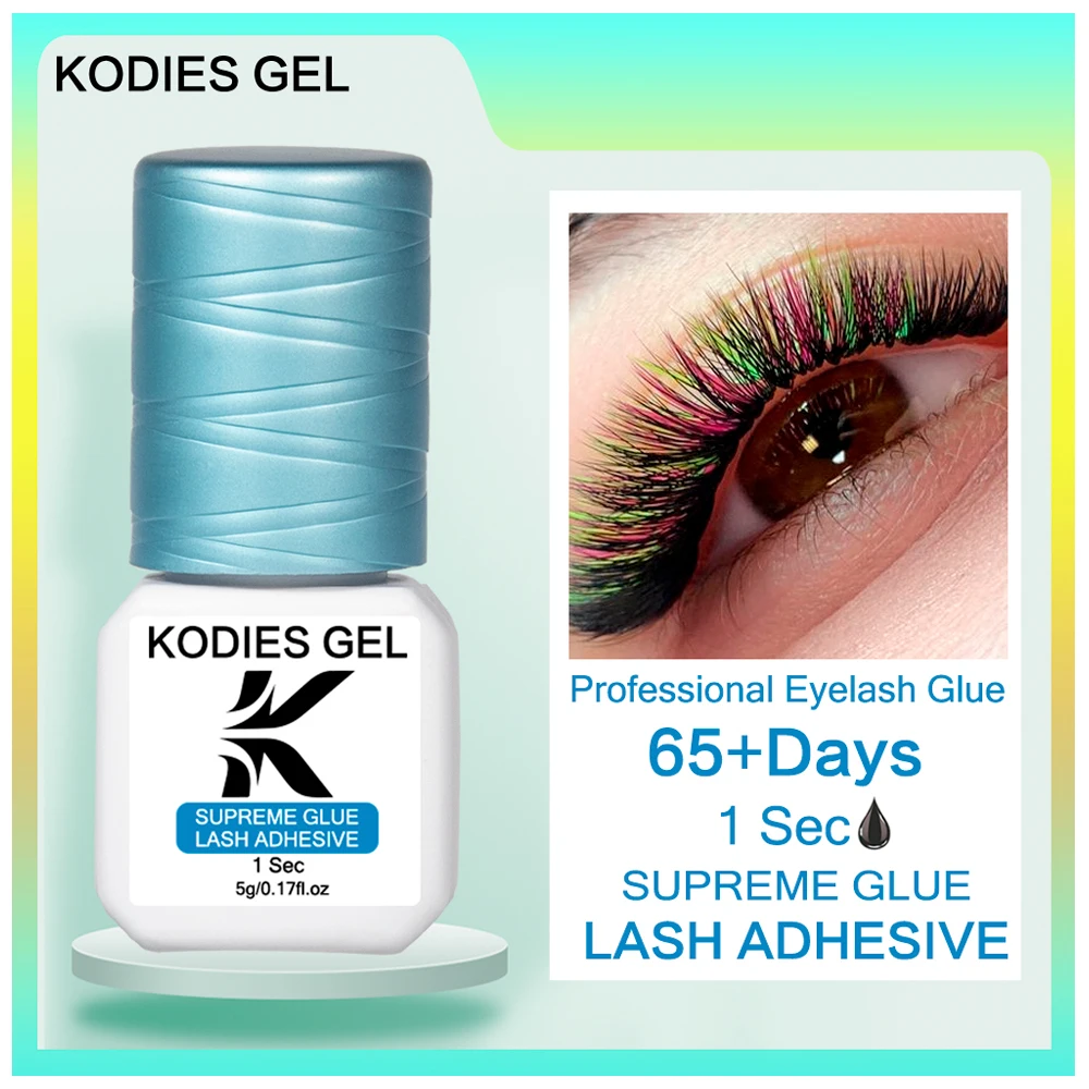 KODIES GEL 1Sec Supreme Eyelash Extension Glue for Lash Lift Semi Permanent Perming Adhesive Supplies 5g Fast Dry Salon Pro Glue