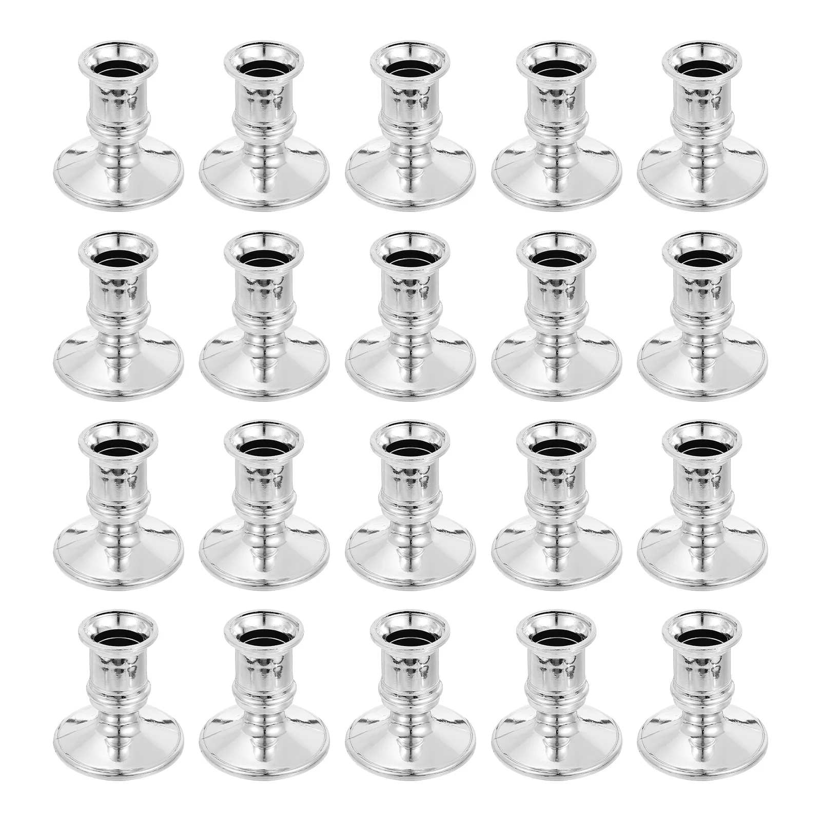 

20 Pcs Bulk Candles Electronic Base Plastic Stand Candleholders for Candlesticks Trumpet Silver