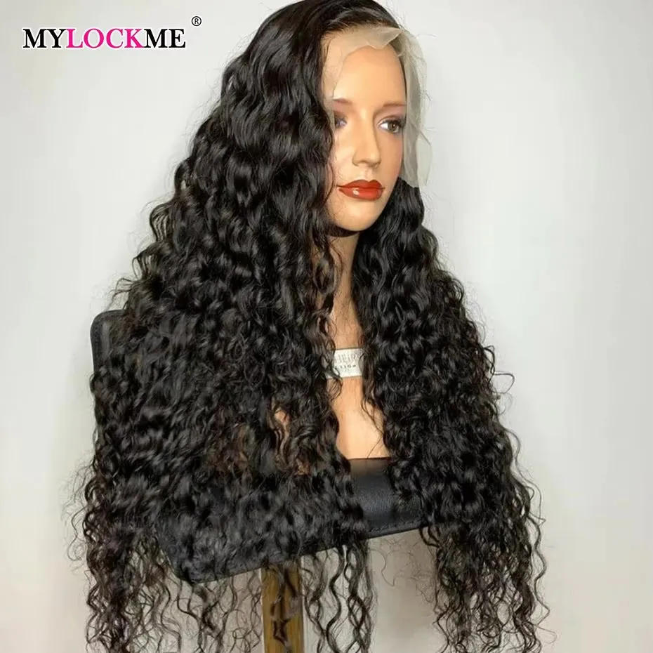 

32Inch Deep Wave 13x4 Lace Frontal Wig Curly Human Hair 13x6 Transparent HD Lace Front Wigs Indian Hair 4x4 Lace Closure Wig