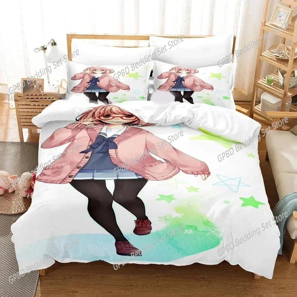 Anime Beyond the Boundary Mirai Kuriyama Comfortable Duvet Cover Pillowcase Bedding Set Children Bedroom Decoration Home Textile