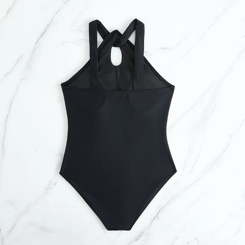 Costume da bagno intero per ragazze nere 8-12 anni Costume da bagno per bambini Costumi da bagno per bambini adolescenti 2025 Costumi da bagno a collo alto Tuta da spiaggia