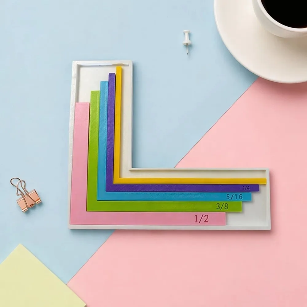 Color-Coded Precision Layering Ruler Size Tabs L-Shaped Design Card Positioning Tool With Storage Case
