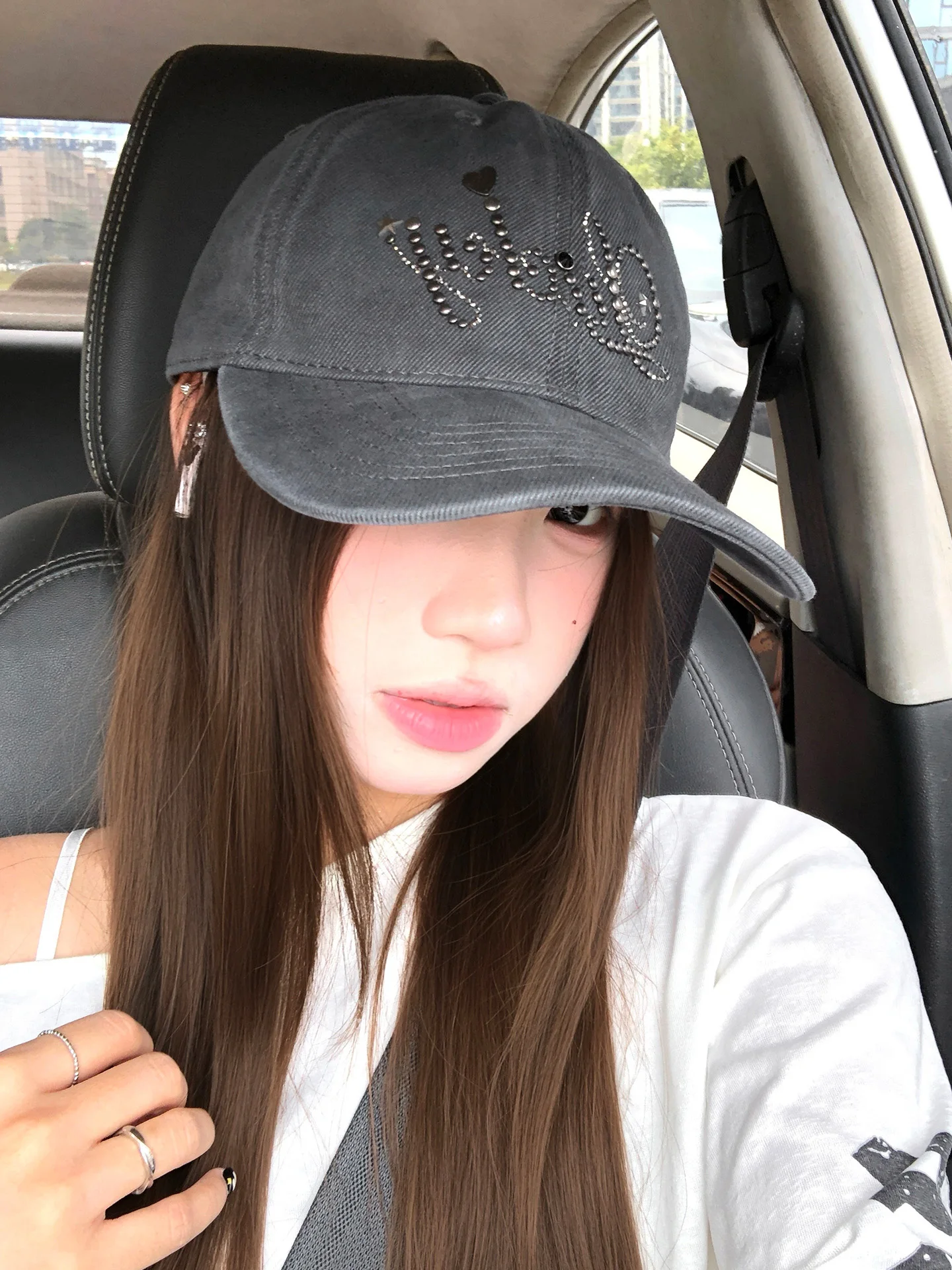 Retro Korean Style Baseball Cap for Women Summer New Wide Brim Small Face Flattering Diamond Heat Treatment Adjustable Size