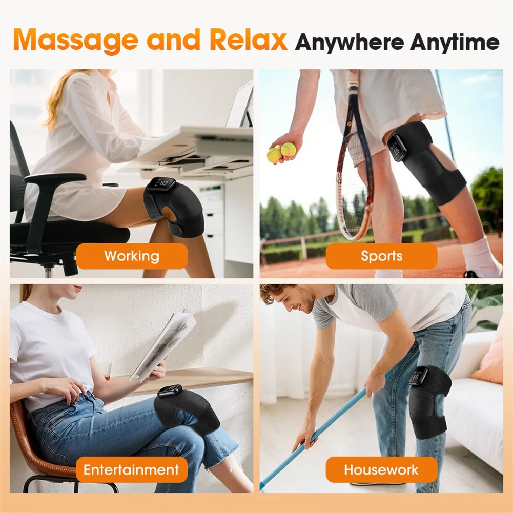 Cordless Knee Massager With Heat Vibration Therapy Device Advanced Heat & Vibration Therapy Electric Heat Pad For Pain