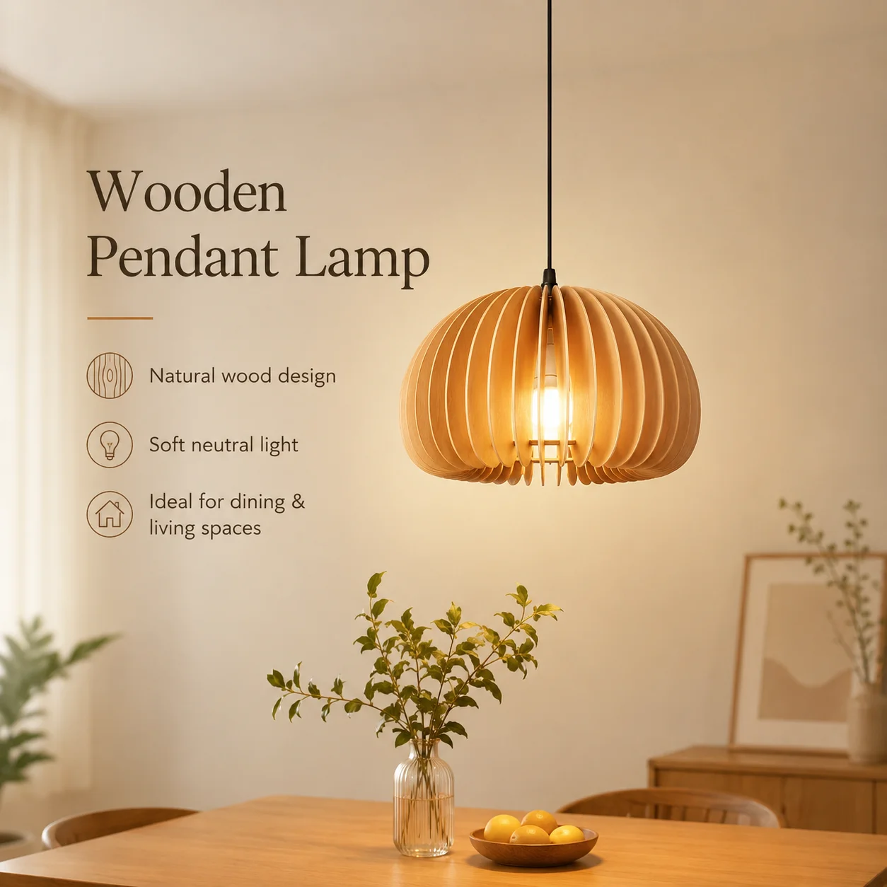 Wood Pendant Lamp Solid Wood E27 100cm Adjustable Hanging Light Soft Eye Protection Lighting For Dining Kitchen Cafe Home Users