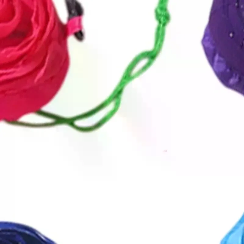 Rose Flower Shopping Bags Portable Storage Organizers Polyester Cloth Eco Large Capacity Women's Bag Travel Foldable Handbag