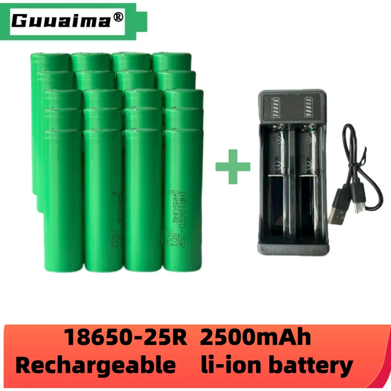 Free Shipping100% New original 3.7V 18650 Battery 2500mah 25R 2500mah 20A battery scrap lithium battery screwdriver flashlight