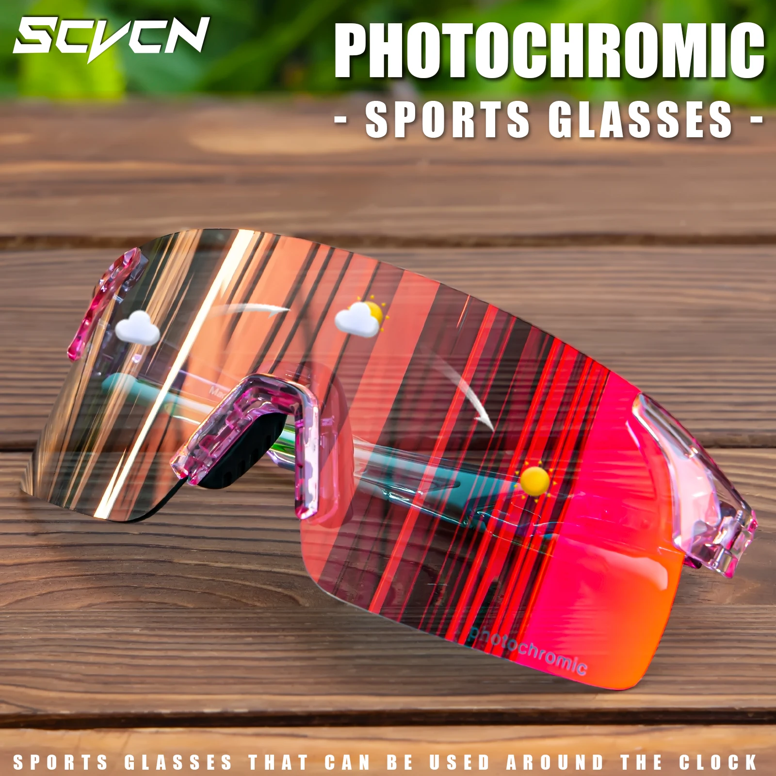 SCVCN Photochromic Cycling Sunglasses UV400 Cycling Glasses Sports Goggles Bicycle Eyewear Sunglasses Outdoor MTB Bike Glasses