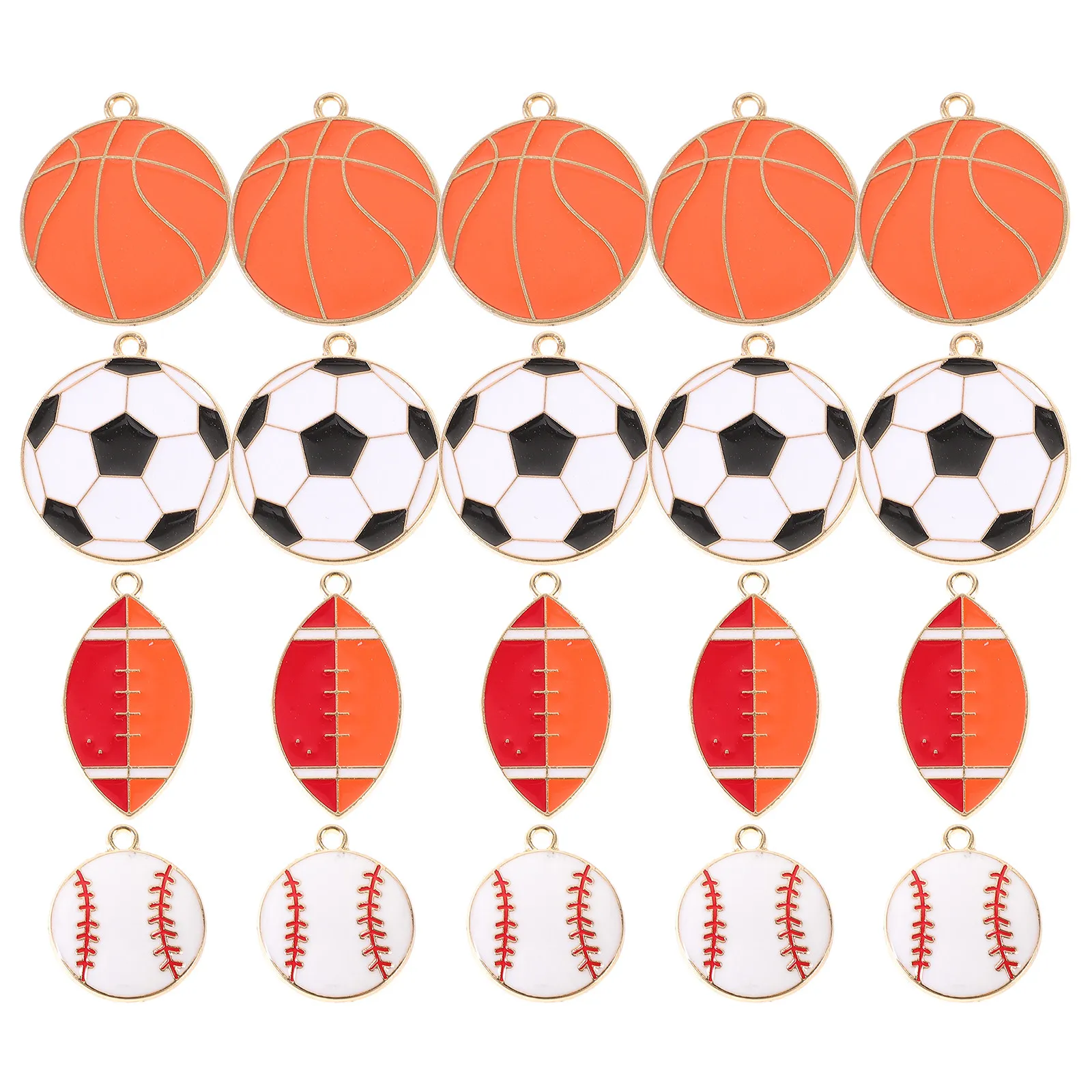

20Pcs Alloy Basketball Baseball Rugby Charms Sports Ball Pendants DIY Jewelry Making Accessories Earrings Bracelet Necklace