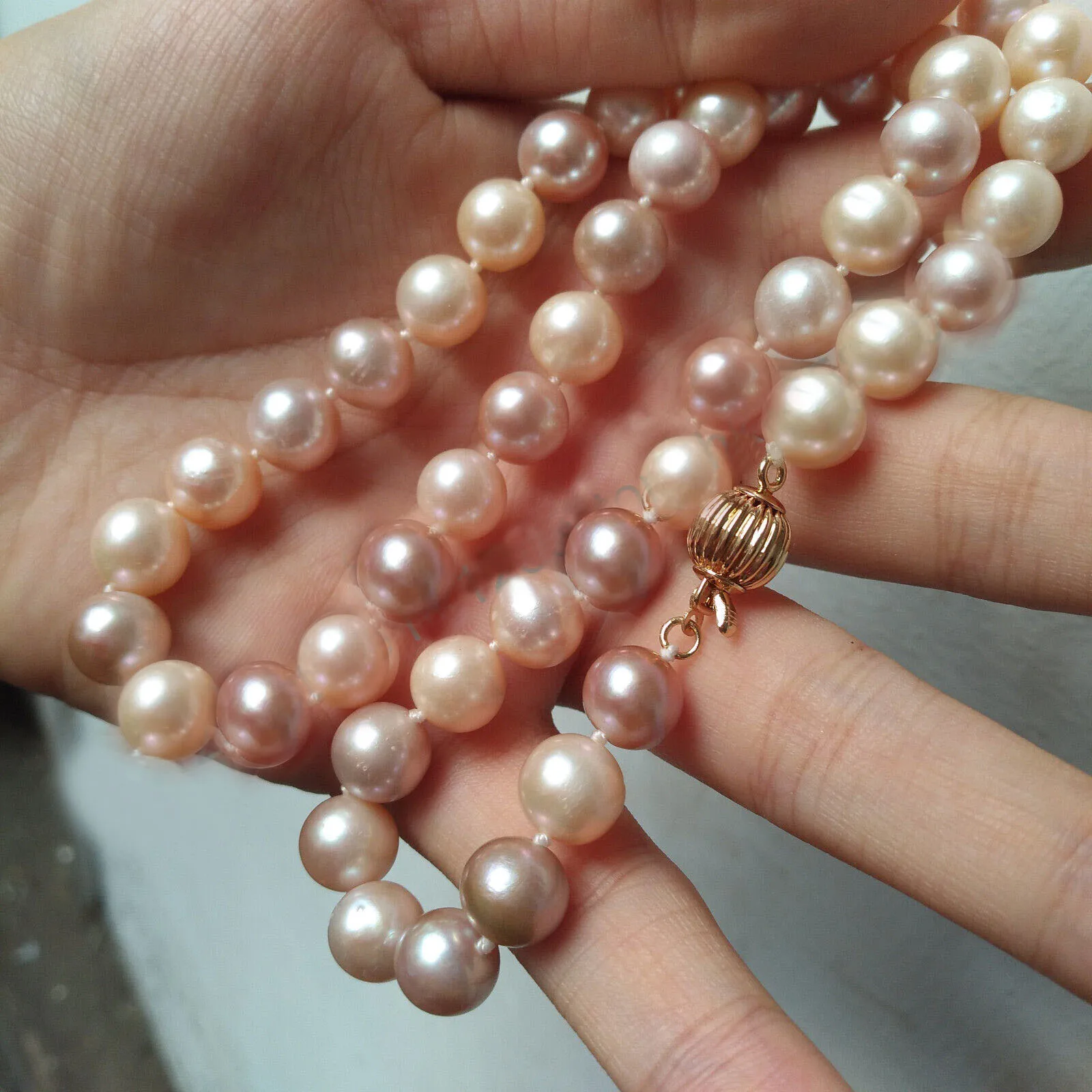 18 inch 20in 24in 36in 52in 16 Inch AAAA+ Japanese  8-9mm 9-10mm South  Sea Natural Multicolor Pearl Necklace 14kp Gold