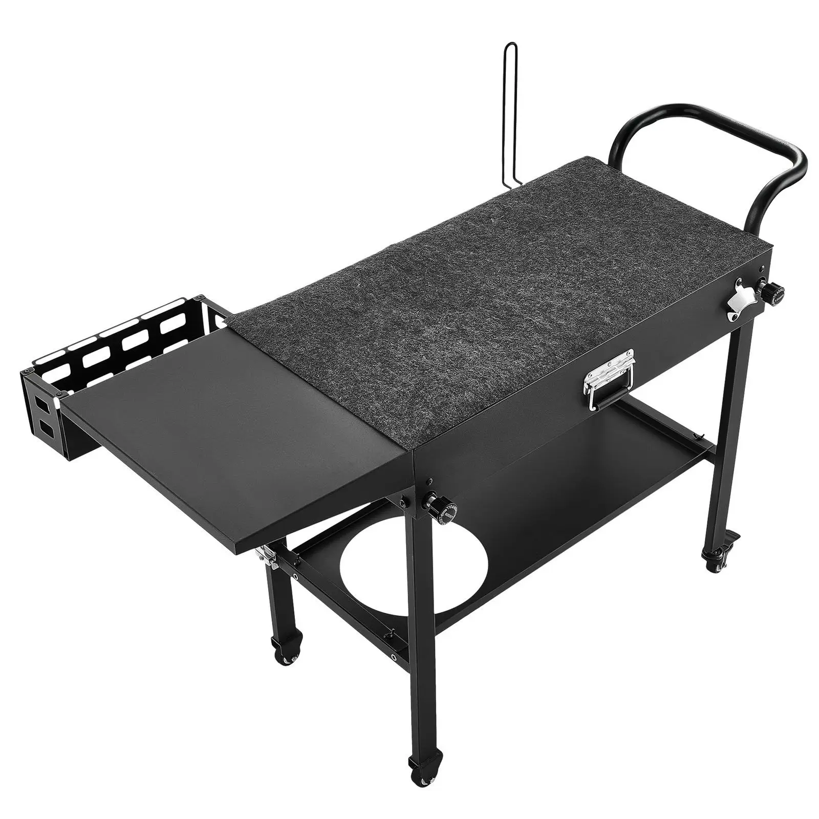 Outdoor Grill Cart, 31.0 x 17.0 inch Tabletop Size Table, Foldable Cooking with Tissue Holder, Hooks, Wheels, Side, BBQ Prep for