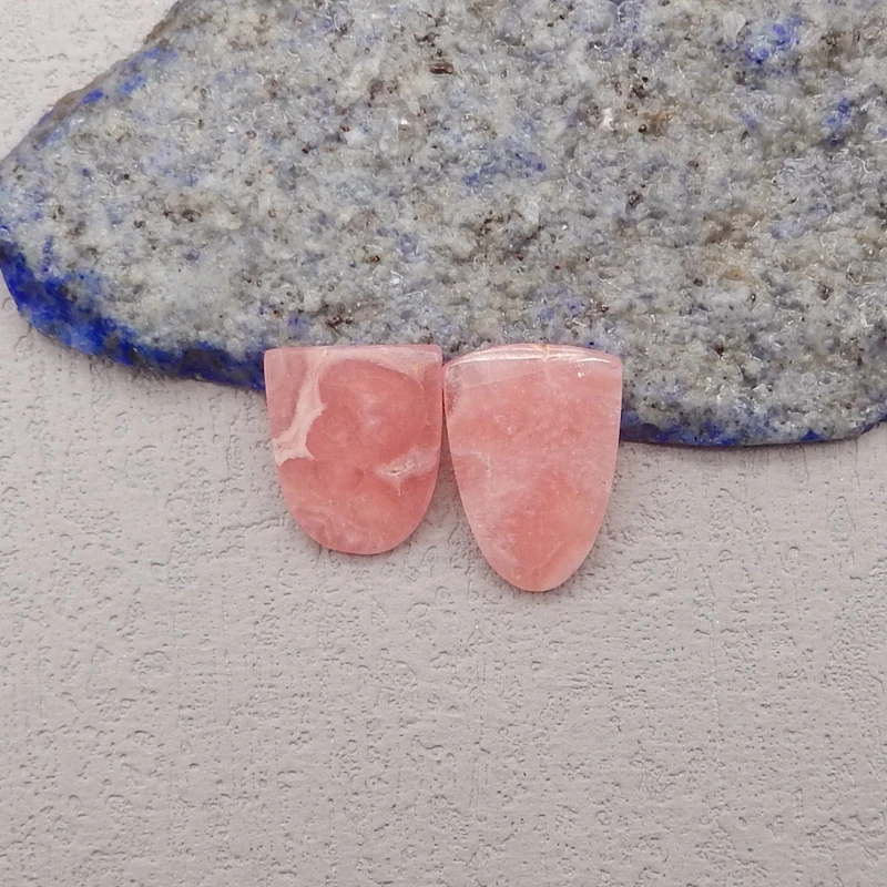 2Pcs Natural Stone Argentina Rhodochrosite Cabochons,Pink Cabochons For Pendants Making DIY Jewelry Finding 23x12x4mm 5g