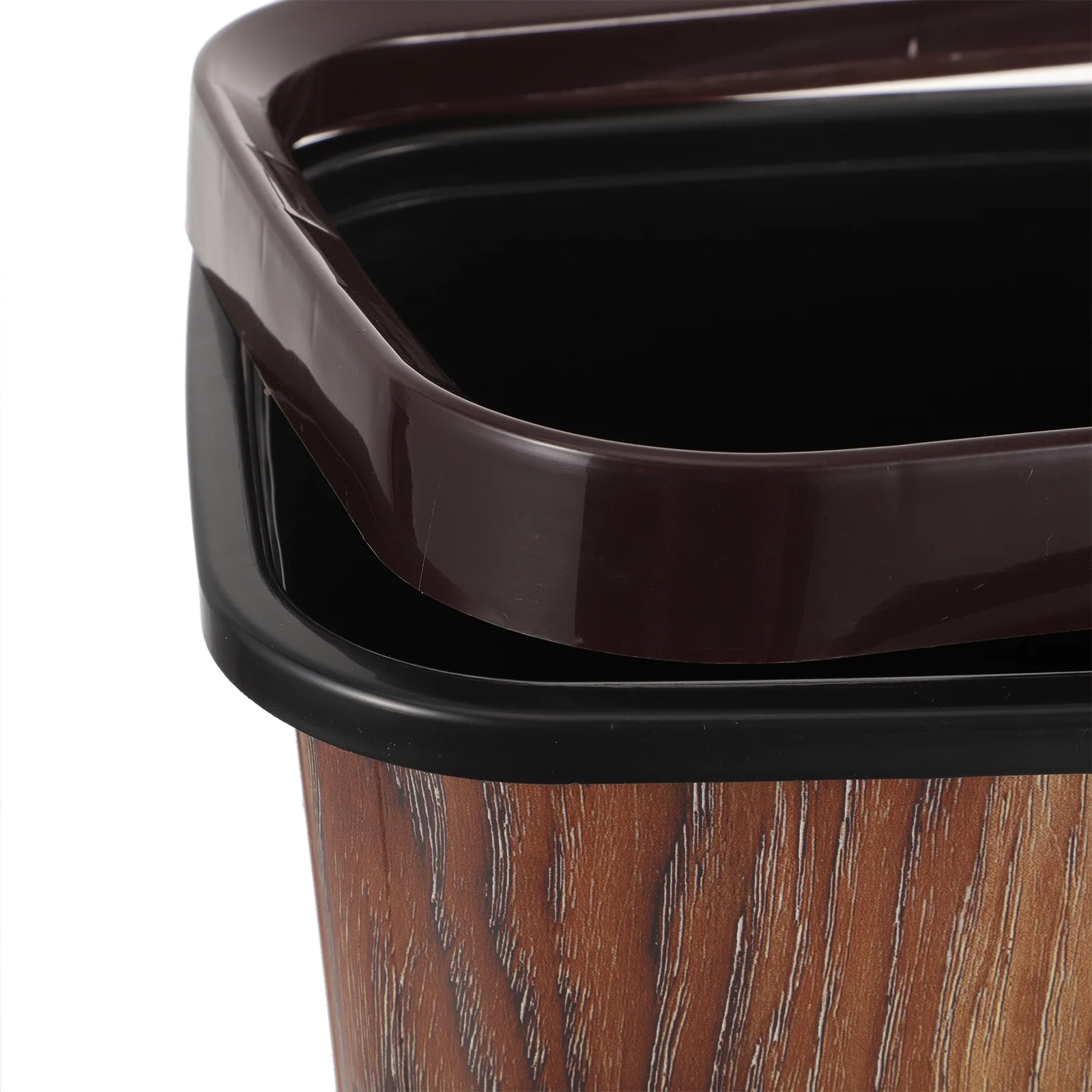 

Decorative Imitation Wood Grain Trash Can Retro Style Garbage Container Large Opening for Bedroom Kitchen Office
